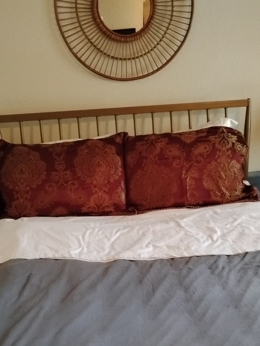 Damask Burgundy Decorative Pillow Shams - Set of 2
